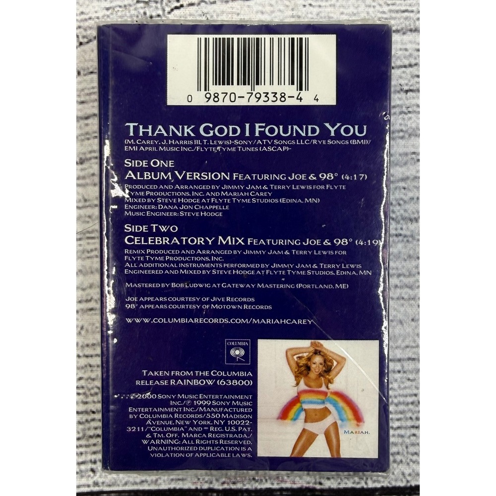 SEALED MARIAH CAREY THANK GOD I FOUND YOU CASSETTE SINGLE RARE! - Picture 2 of 3